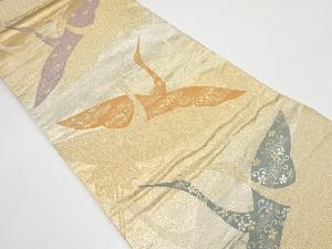 未使用品　流水に鶴模様織り出し　袋帯